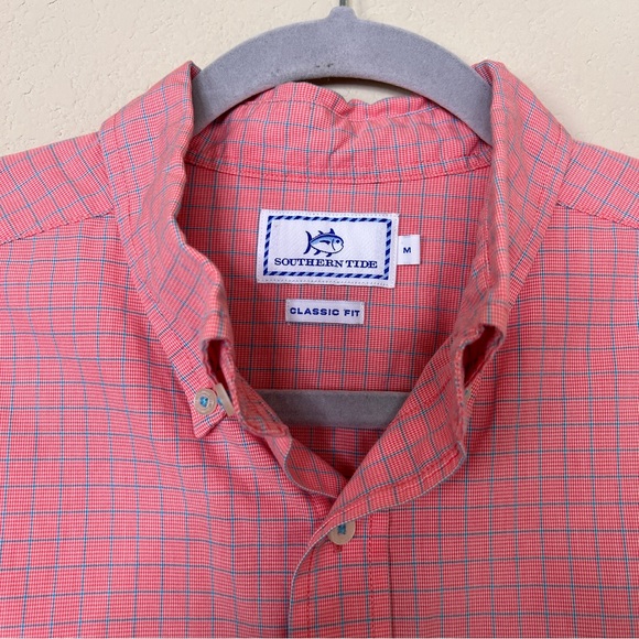 Southern Tide Men’s South of Broad Plaid Sport Shirt in Sunset size M - Picture 4 of 7